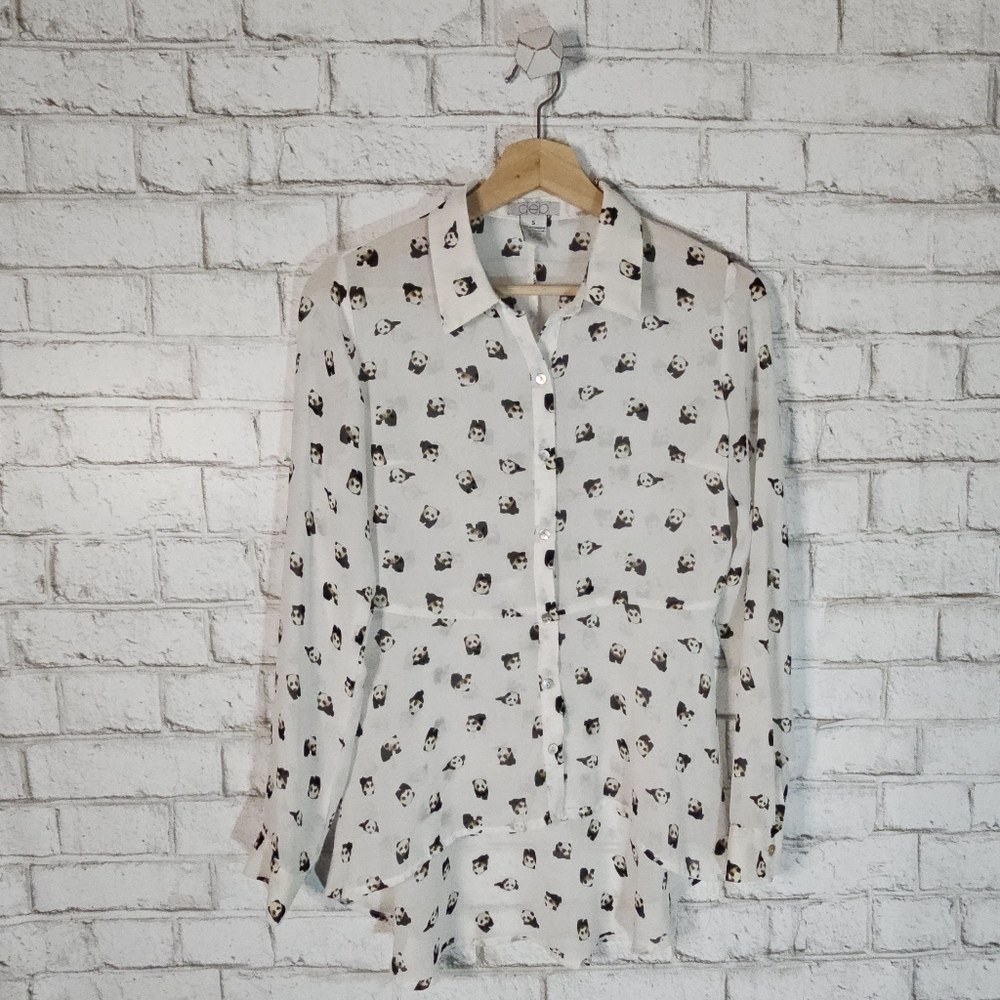 ☆ DEB Sheer Panda Print Blouse, S ☆